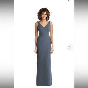 NWOT Social Bridesmaid Sleeveless Tie Back Chiffon Trumpet Gown 8194 Silverstone